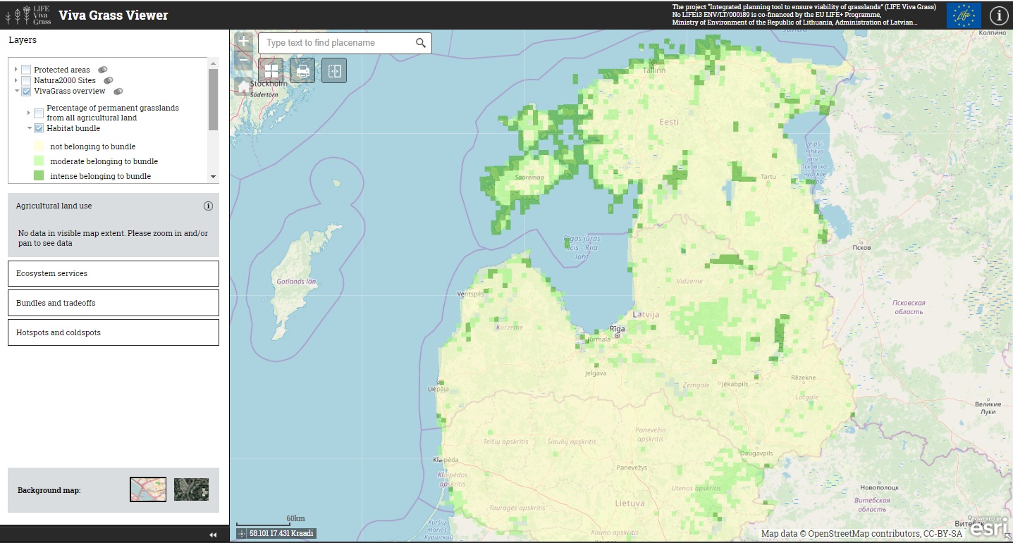 LIFE Viva Grass projektis loodud GIS rakendus näitab rohumaadelt saadavaid hüvesid 